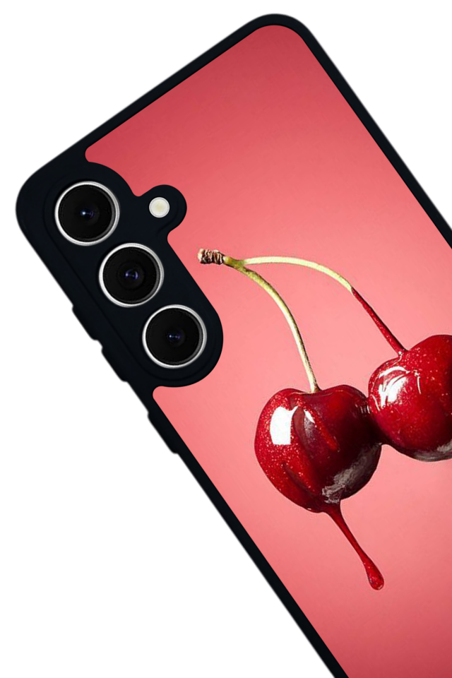 Samsung Galaxy S24 FE Uyumlu Kiraz Tasarımlı Glossy Premium Kılıf