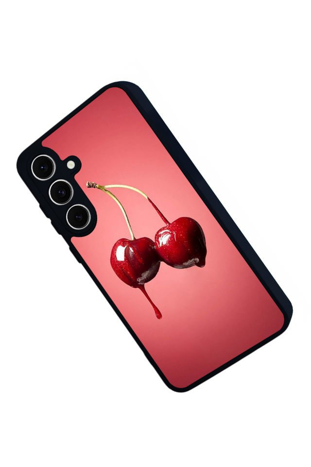 Samsung Galaxy S24 FE Uyumlu Kiraz Tasarımlı Glossy Premium Kılıf