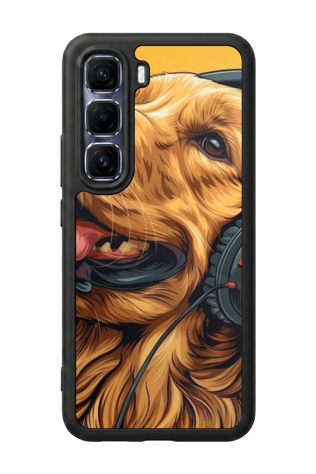 Infinix Hot 60 Pro Plus Uyumlu Golden Kopek Tasarımlı Glossy Premium Kılıf