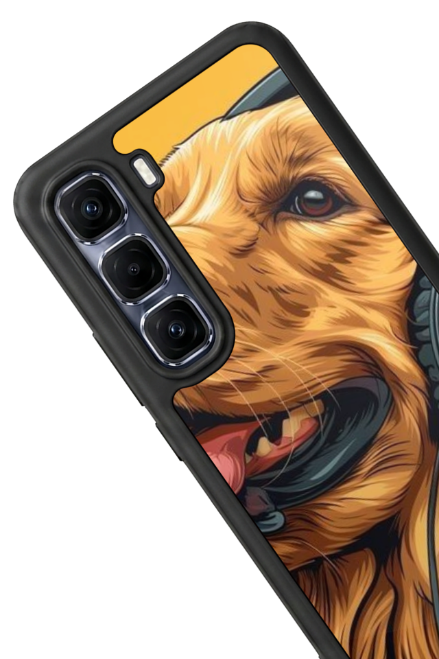 Infinix Hot 60 Pro Plus Uyumlu Golden Kopek Tasarımlı Glossy Premium Kılıf