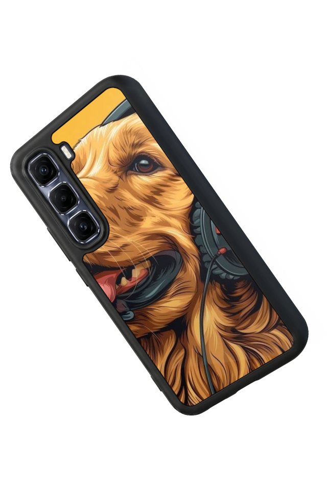 Infinix Hot 60 Pro Plus Uyumlu Golden Kopek Tasarımlı Glossy Premium Kılıf