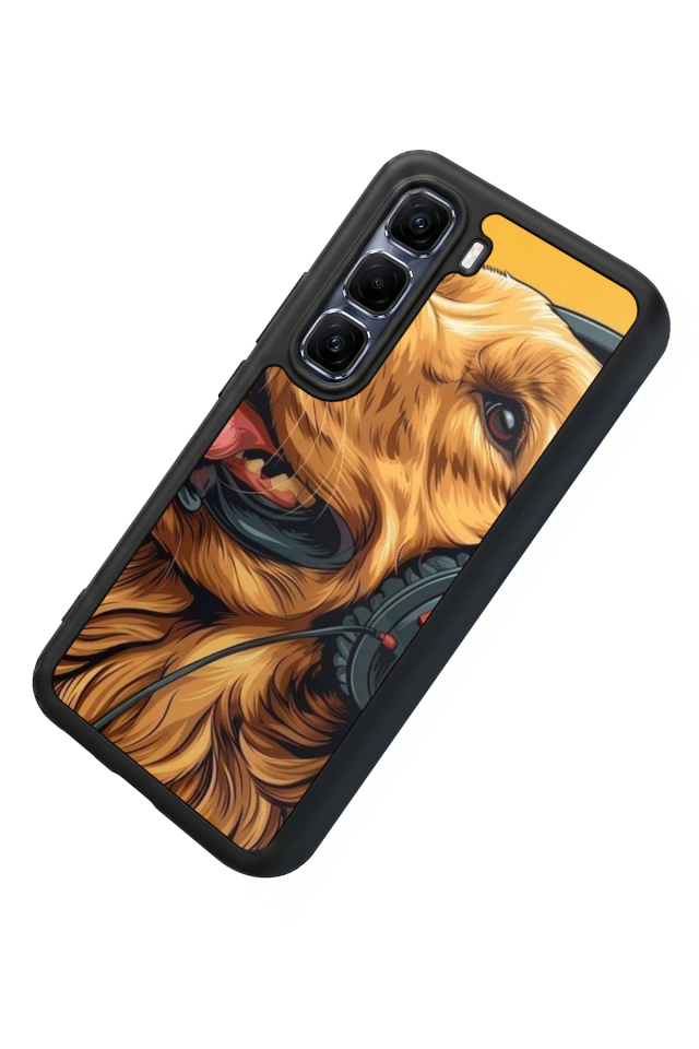 Infinix Hot 60 Pro Plus Uyumlu Golden Kopek Tasarımlı Glossy Premium Kılıf