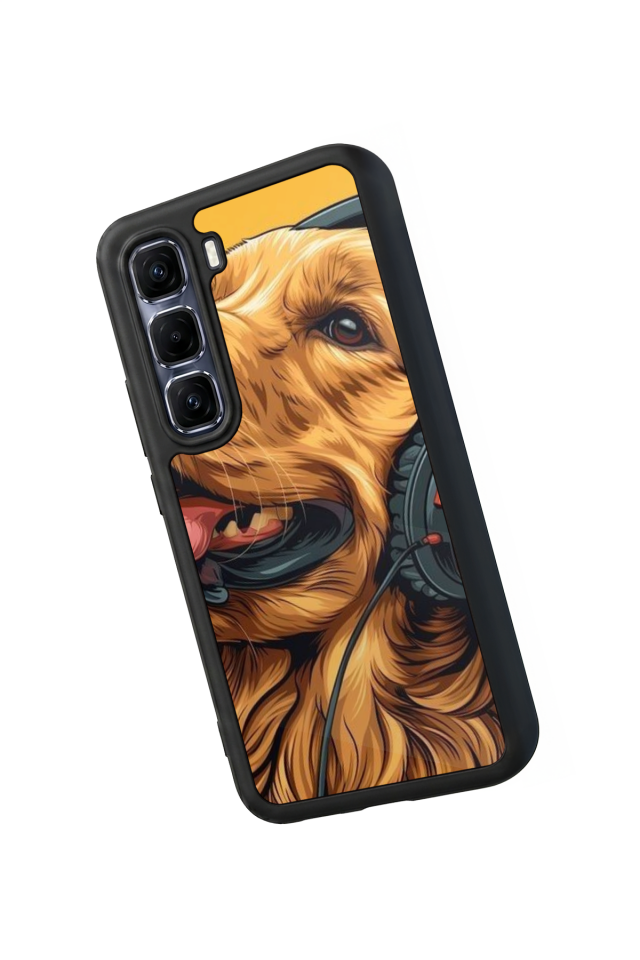 Infinix Hot 60 Pro Plus Uyumlu Golden Kopek Tasarımlı Glossy Premium Kılıf