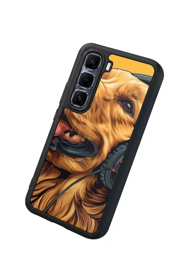 Infinix Hot 60 Pro Plus Uyumlu Golden Kopek Tasarımlı Glossy Premium Kılıf