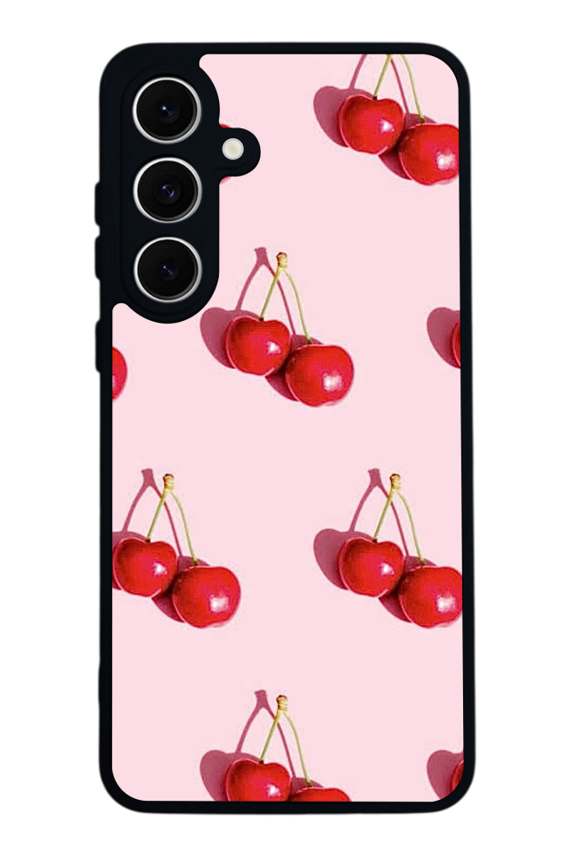 Samsung Galaxy S24 FE Uyumlu Kiraz Tasarımlı Glossy Premium Kılıf