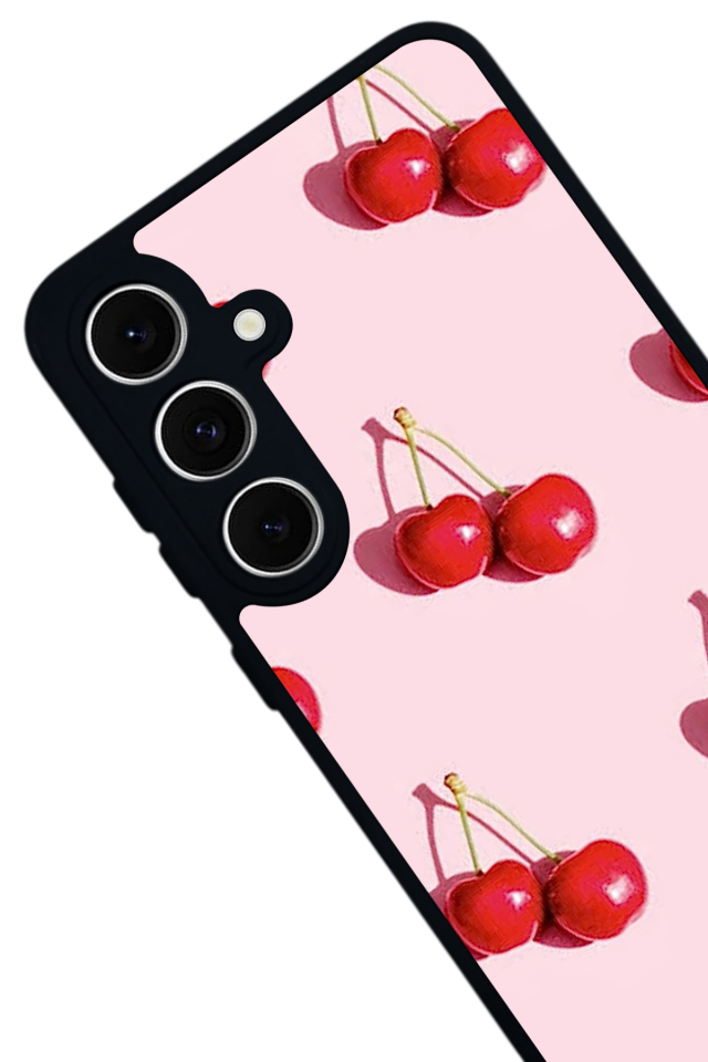 Samsung Galaxy S24 FE Uyumlu Kiraz Tasarımlı Glossy Premium Kılıf