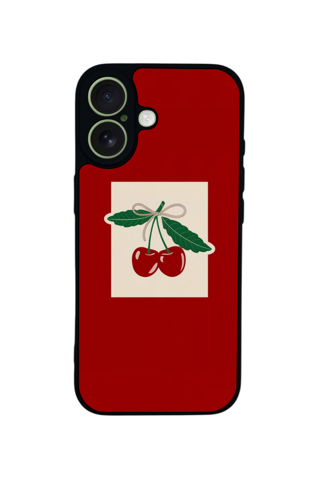 iPhone 17 Uyumlu Kiraz Tasarımlı Glossy Premium Kılıf