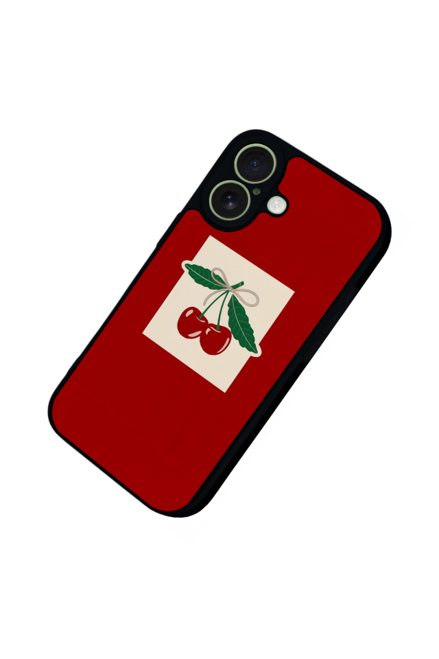 iPhone 17 Uyumlu Kiraz Tasarımlı Glossy Premium Kılıf