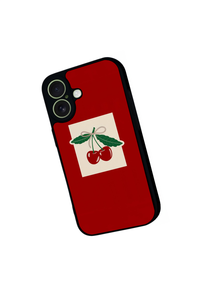 iPhone 17 Uyumlu Kiraz Tasarımlı Glossy Premium Kılıf