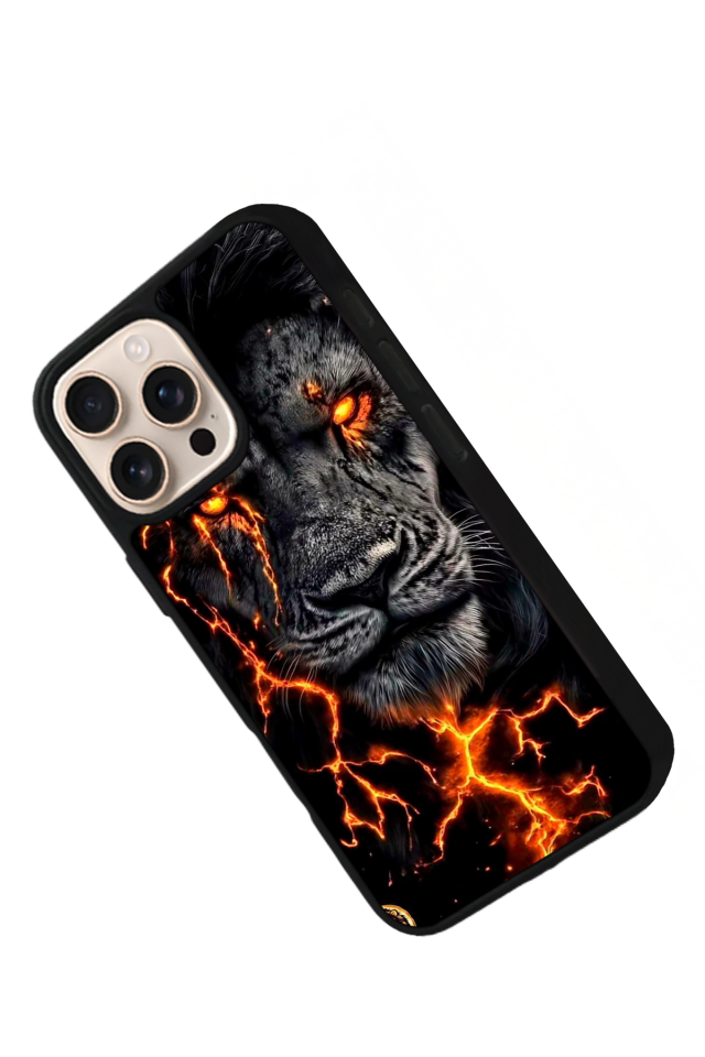 iPhone 16 Pro Uyumlu Aslan Tasarımlı Glossy Premium Kılıf