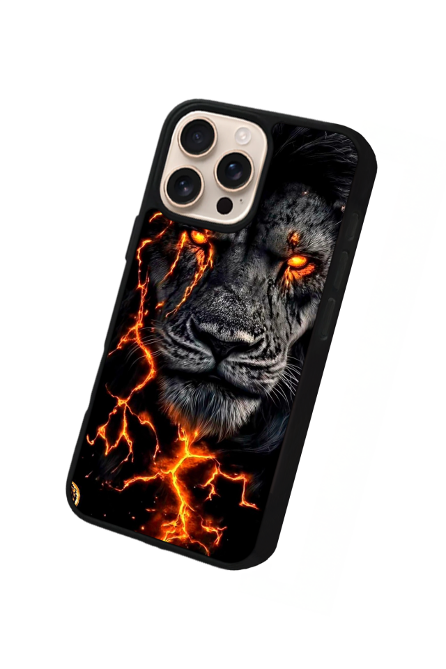 iPhone 16 Pro Uyumlu Aslan Tasarımlı Glossy Premium Kılıf