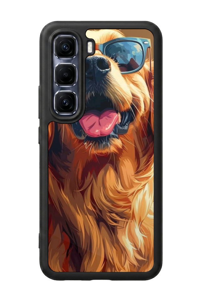 Infinix Hot 60 Pro Plus Uyumlu Golden Kopek Tasarımlı Glossy Premium Kılıf