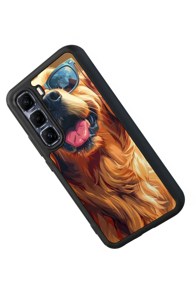 Infinix Hot 60 Pro Plus Uyumlu Golden Kopek Tasarımlı Glossy Premium Kılıf