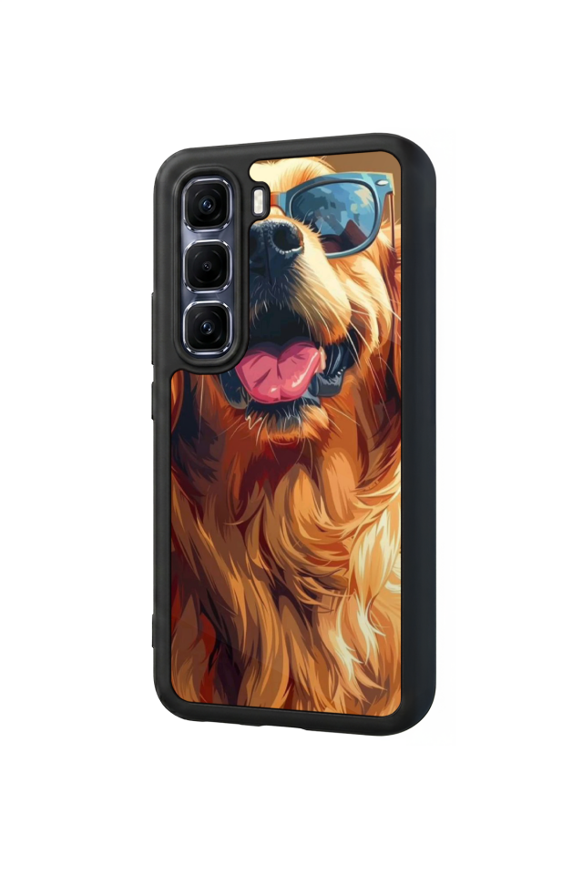 Infinix Hot 60 Pro Plus Uyumlu Golden Kopek Tasarımlı Glossy Premium Kılıf