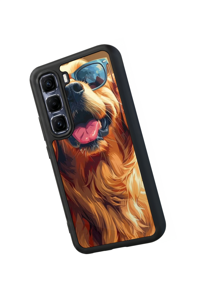 Infinix Hot 60 Pro Plus Uyumlu Golden Kopek Tasarımlı Glossy Premium Kılıf