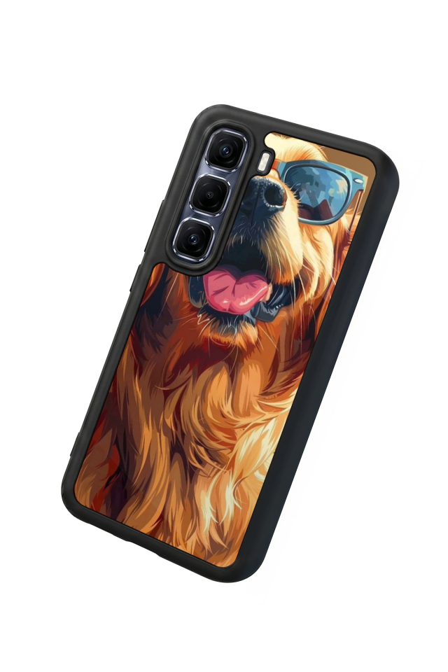 Infinix Hot 60 Pro Plus Uyumlu Golden Kopek Tasarımlı Glossy Premium Kılıf