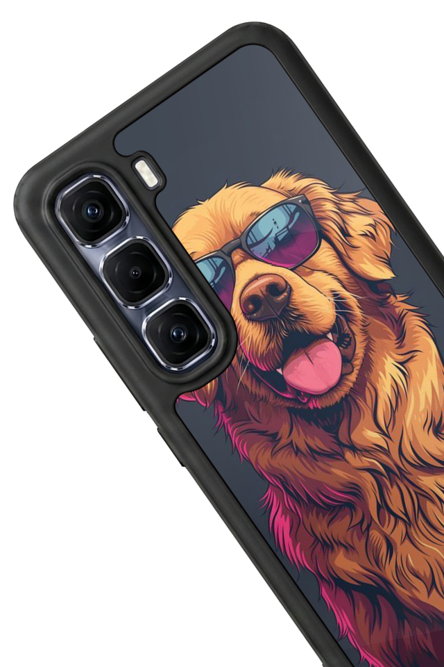 Infinix Hot 60 Pro Plus Uyumlu Golden Kopek Tasarımlı Glossy Premium Kılıf