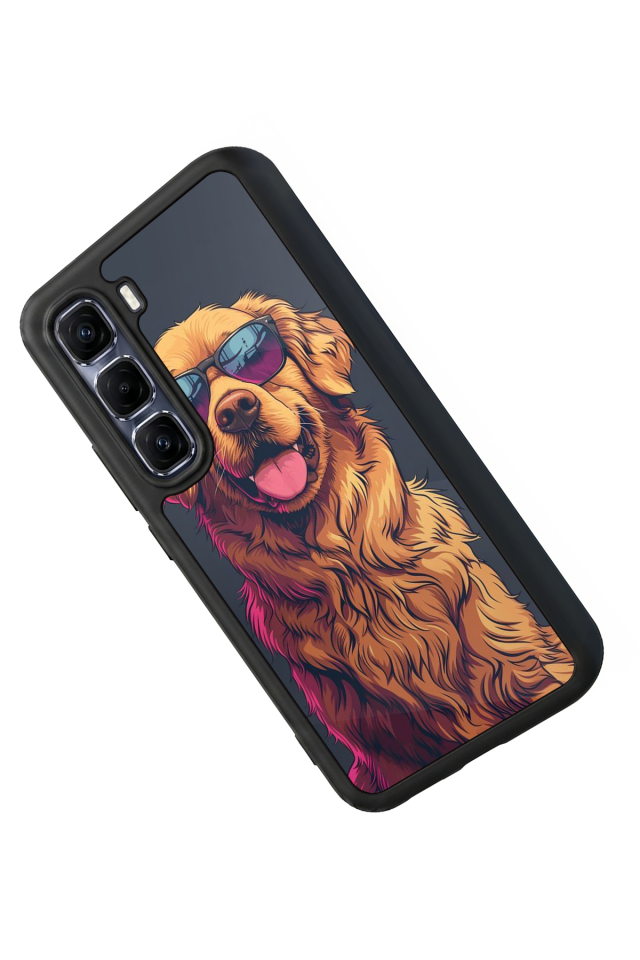 Infinix Hot 60 Pro Plus Uyumlu Golden Kopek Tasarımlı Glossy Premium Kılıf