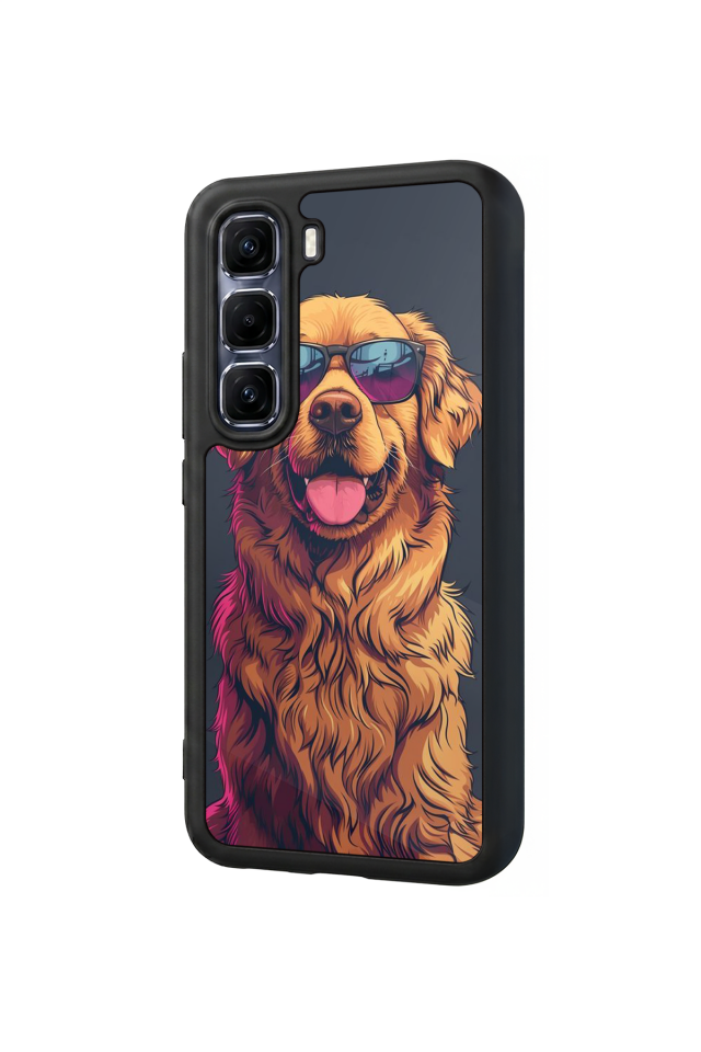 Infinix Hot 60 Pro Plus Uyumlu Golden Kopek Tasarımlı Glossy Premium Kılıf