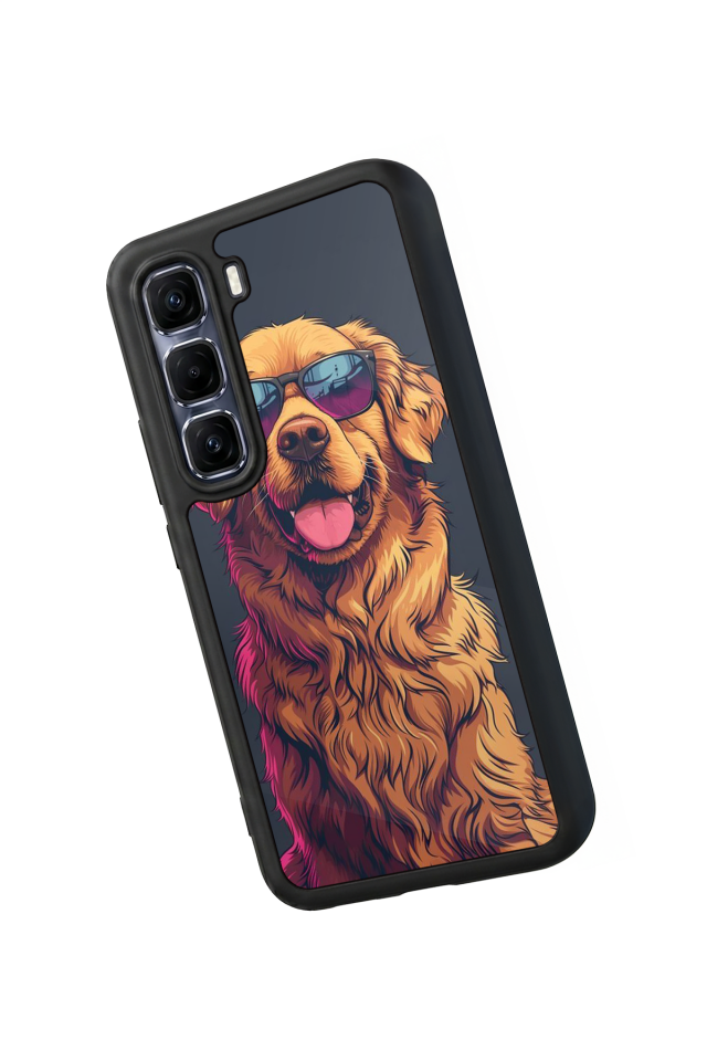 Infinix Hot 60 Pro Plus Uyumlu Golden Kopek Tasarımlı Glossy Premium Kılıf