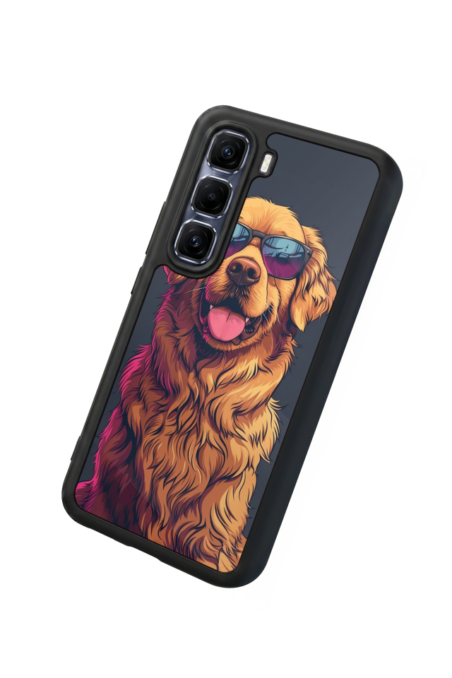 Infinix Hot 60 Pro Plus Uyumlu Golden Kopek Tasarımlı Glossy Premium Kılıf