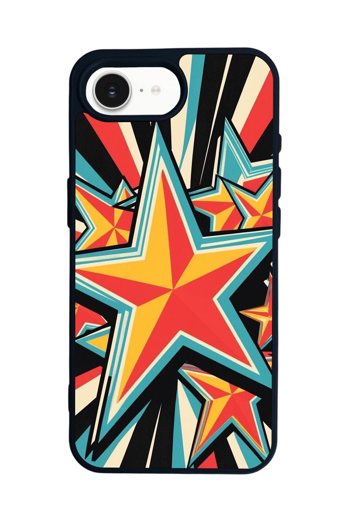 iPhone 16E Uyumlu Retro Yildizlar Tasarımlı Glossy Premium Kılıf