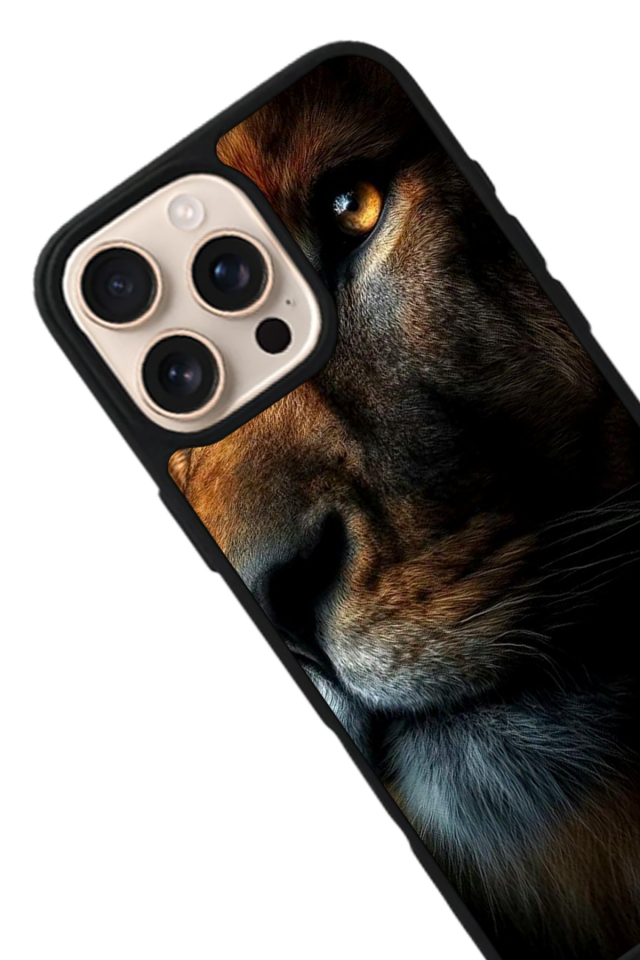 iPhone 16 Pro Uyumlu Aslan Tasarımlı Glossy Premium Kılıf