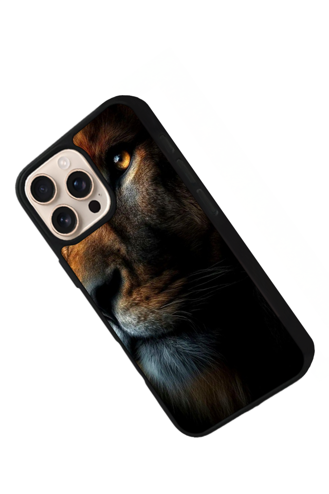 iPhone 16 Pro Uyumlu Aslan Tasarımlı Glossy Premium Kılıf