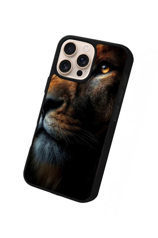 iPhone 16 Pro Uyumlu Aslan Tasarımlı Glossy Premium Kılıf