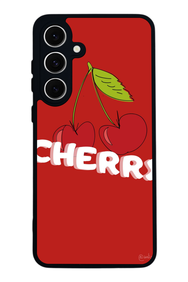 Samsung Galaxy S24 FE Uyumlu Kiraz Tasarımlı Glossy Premium Kılıf