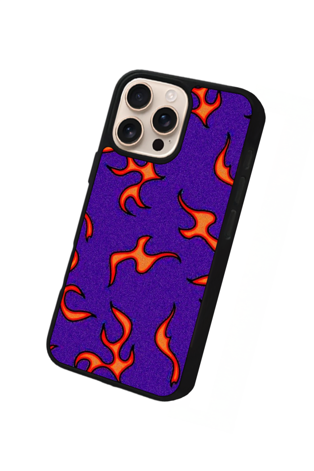 iPhone 15 Pro Uyumlu Retro Flame Patterns Tasarımlı Glossy Premium Kılıf