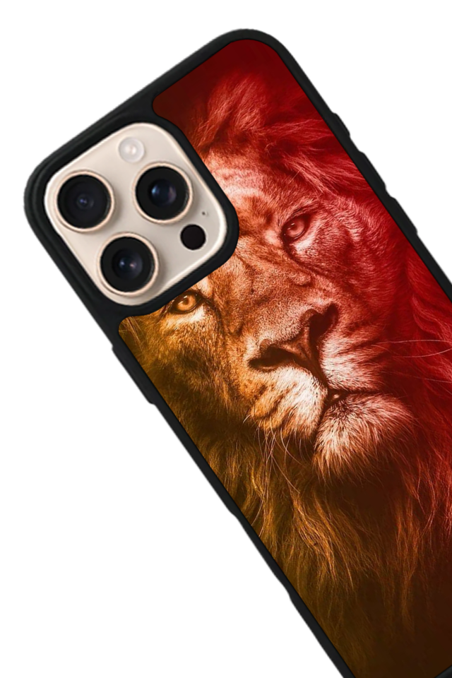 iPhone 16 Pro Uyumlu Aslan Tasarımlı Glossy Premium Kılıf
