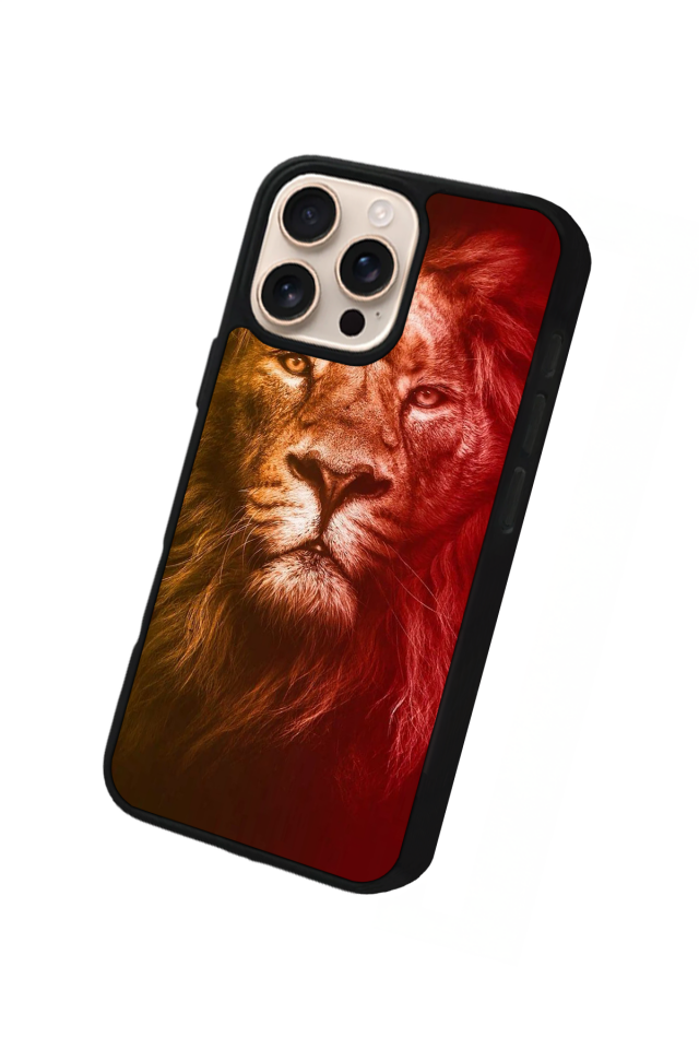 iPhone 16 Pro Uyumlu Aslan Tasarımlı Glossy Premium Kılıf