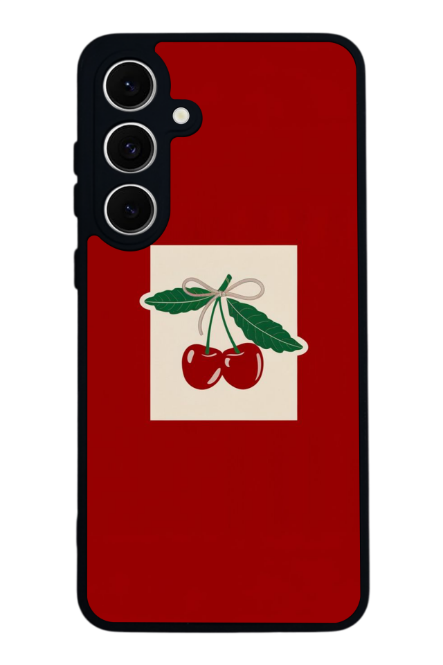 Samsung Galaxy S24 FE Uyumlu Kiraz Tasarımlı Glossy Premium Kılıf