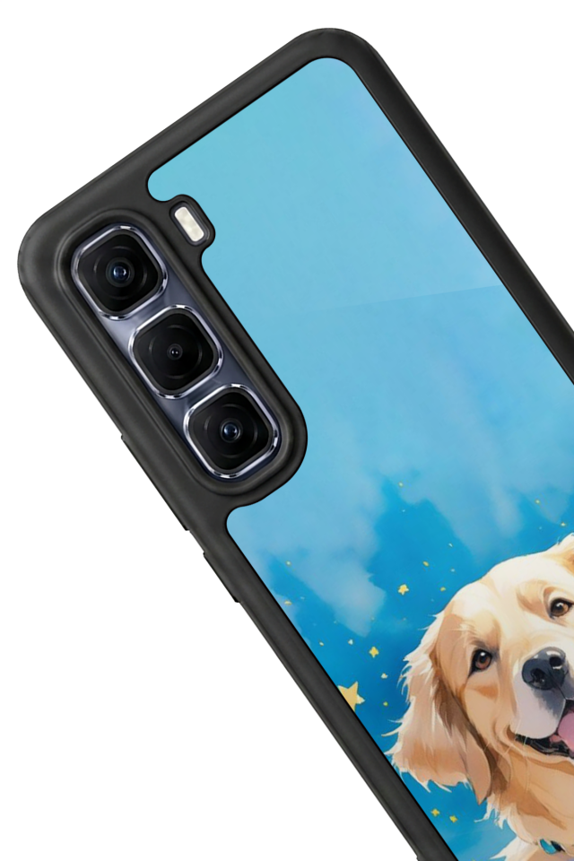 Infinix Hot 60 Pro Plus Uyumlu Golden Kopek Tasarımlı Glossy Premium Kılıf
