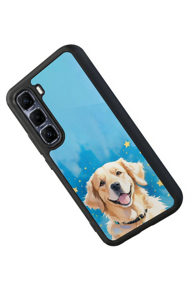 Infinix Hot 60 Pro Plus Uyumlu Golden Kopek Tasarımlı Glossy Premium Kılıf