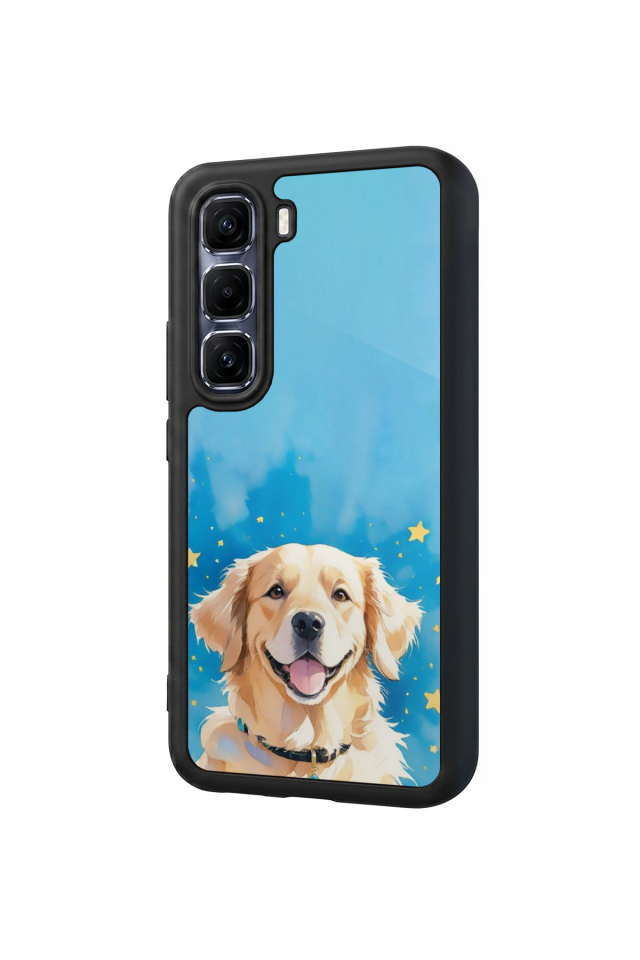 Infinix Hot 60 Pro Plus Uyumlu Golden Kopek Tasarımlı Glossy Premium Kılıf