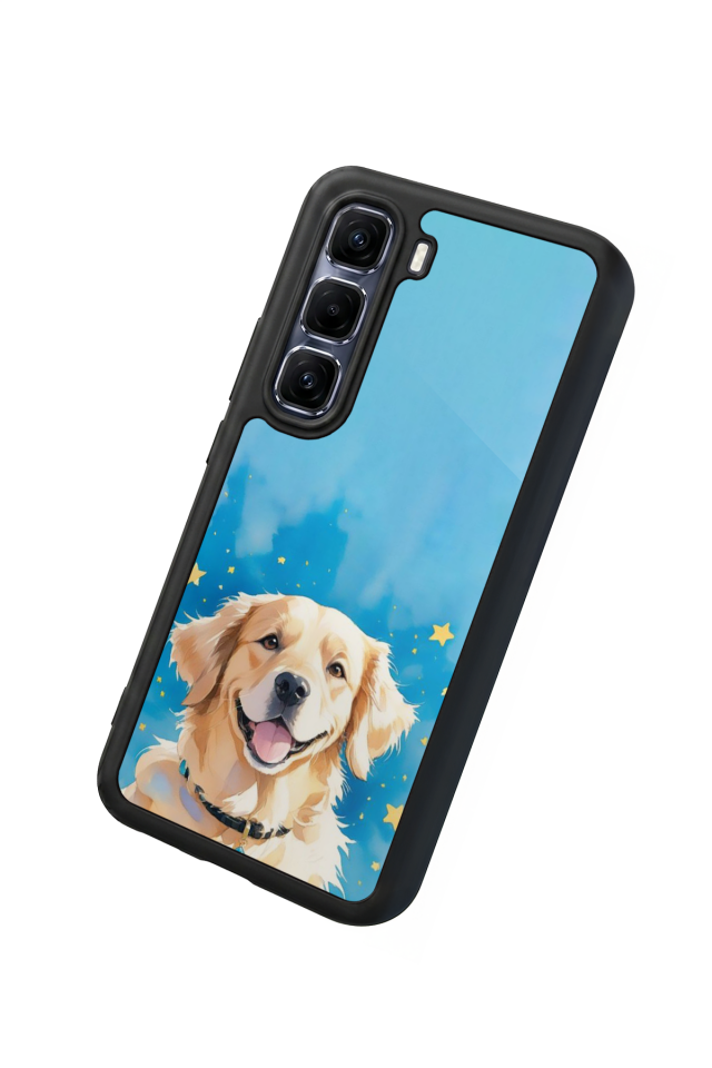 Infinix Hot 60 Pro Plus Uyumlu Golden Kopek Tasarımlı Glossy Premium Kılıf