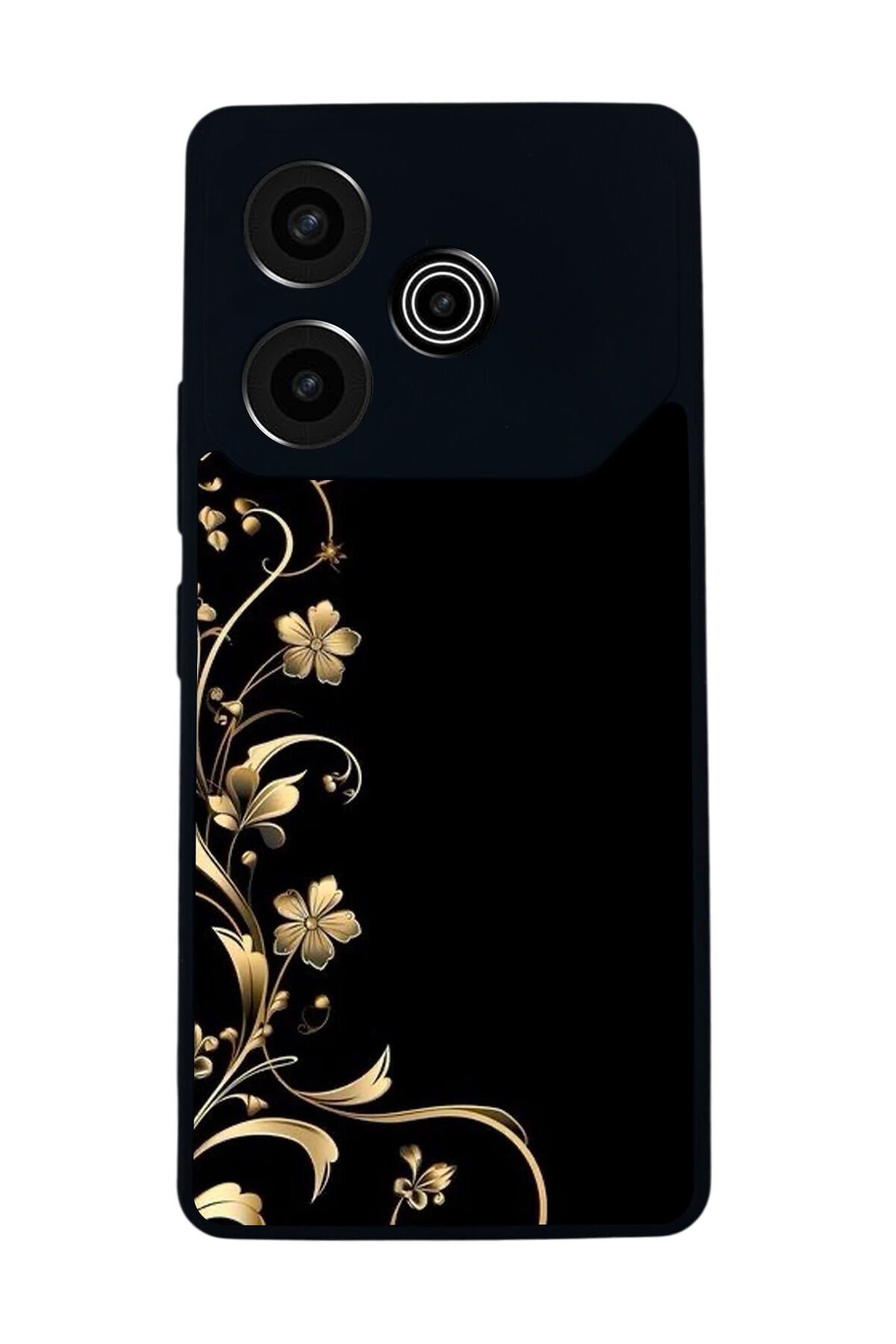 Tecno Pova 6 Uyumlu Yaldizli Cicek Tasarımlı Glossy Premium Kılıf