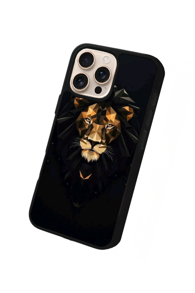 iPhone 16 Pro Uyumlu Aslan Tasarımlı Glossy Premium Kılıf