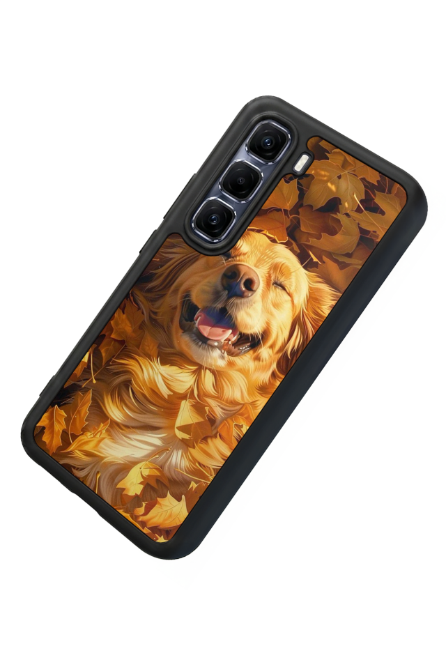 Infinix Hot 60 Pro Plus Uyumlu Golden Kopek Tasarımlı Glossy Premium Kılıf