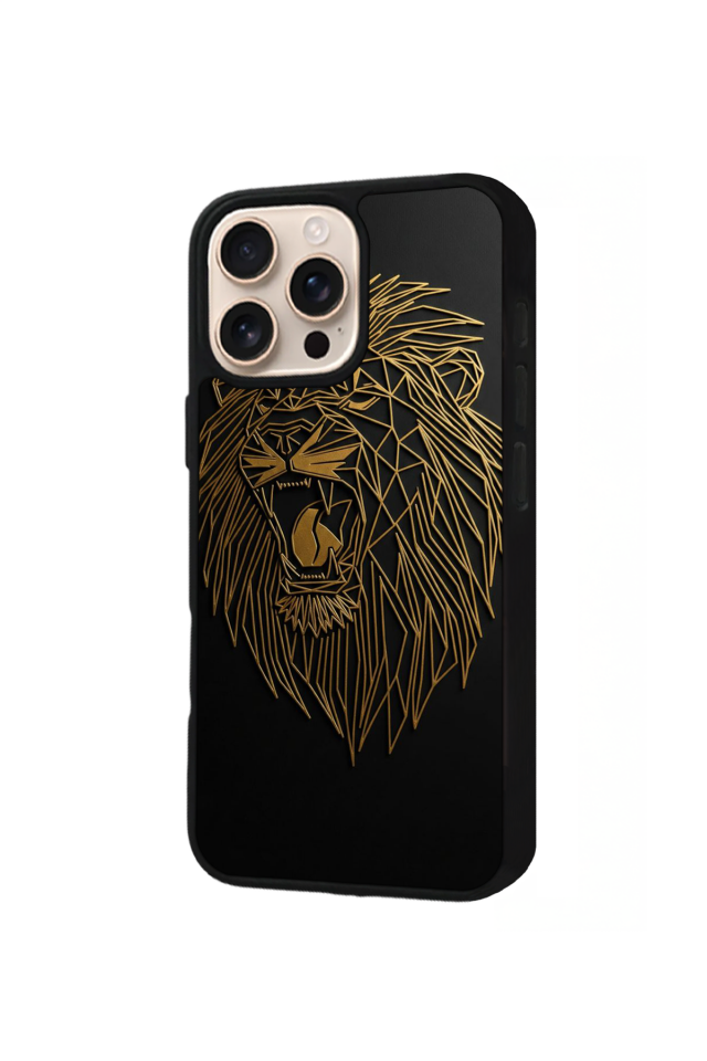 iPhone 16 Pro Uyumlu Aslan Tasarımlı Glossy Premium Kılıf