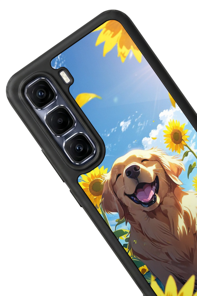 Infinix Hot 60 Pro Plus Uyumlu Golden Kopek Tasarımlı Glossy Premium Kılıf
