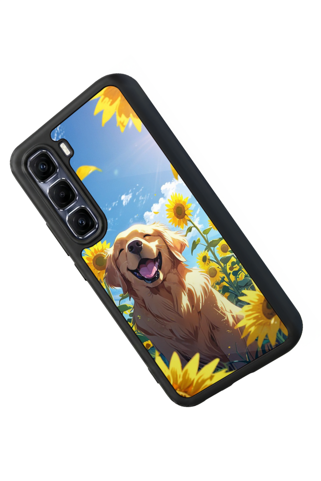 Infinix Hot 60 Pro Plus Uyumlu Golden Kopek Tasarımlı Glossy Premium Kılıf
