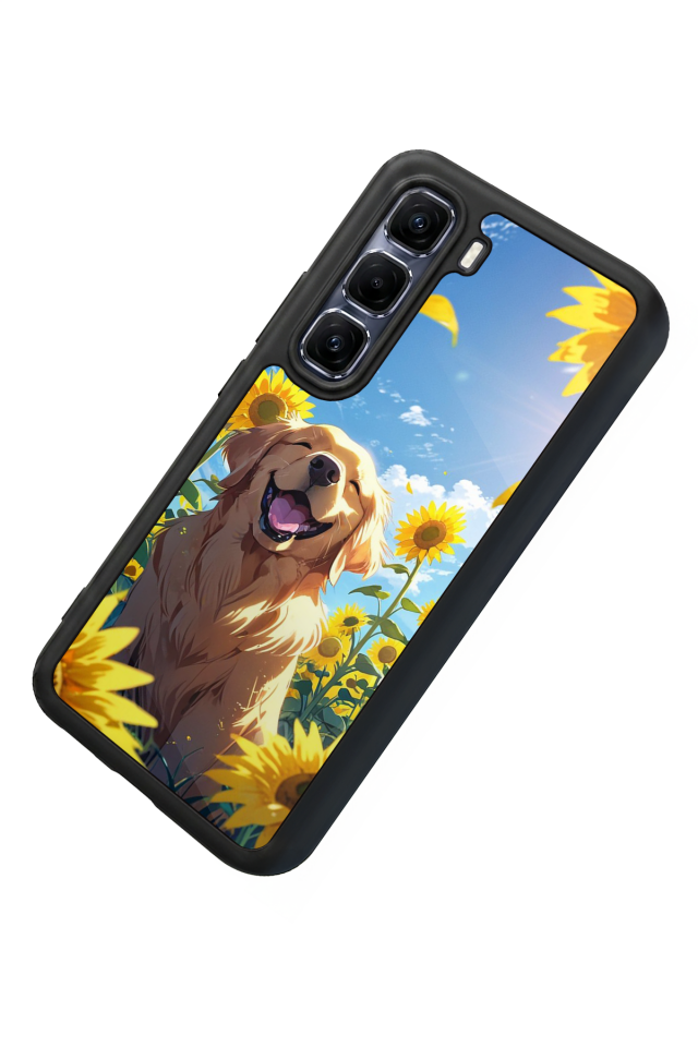 Infinix Hot 60 Pro Plus Uyumlu Golden Kopek Tasarımlı Glossy Premium Kılıf