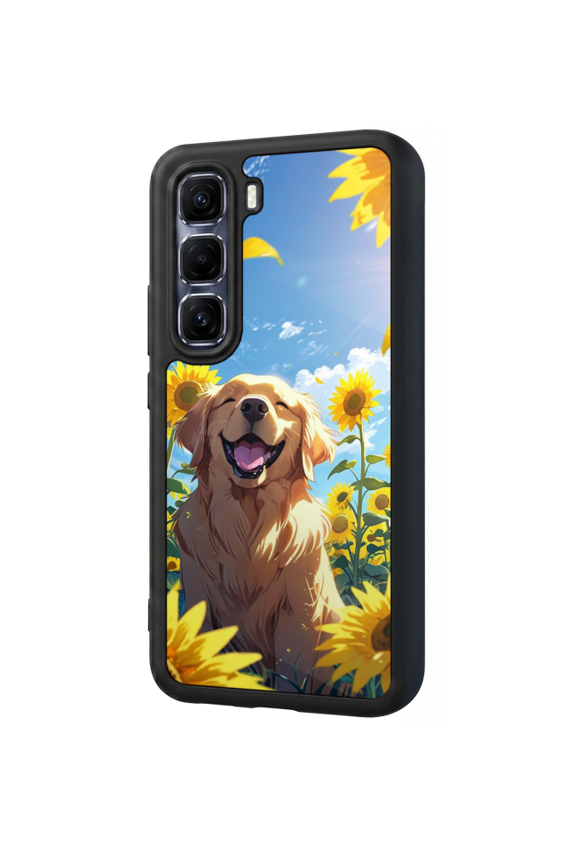 Infinix Hot 60 Pro Plus Uyumlu Golden Kopek Tasarımlı Glossy Premium Kılıf