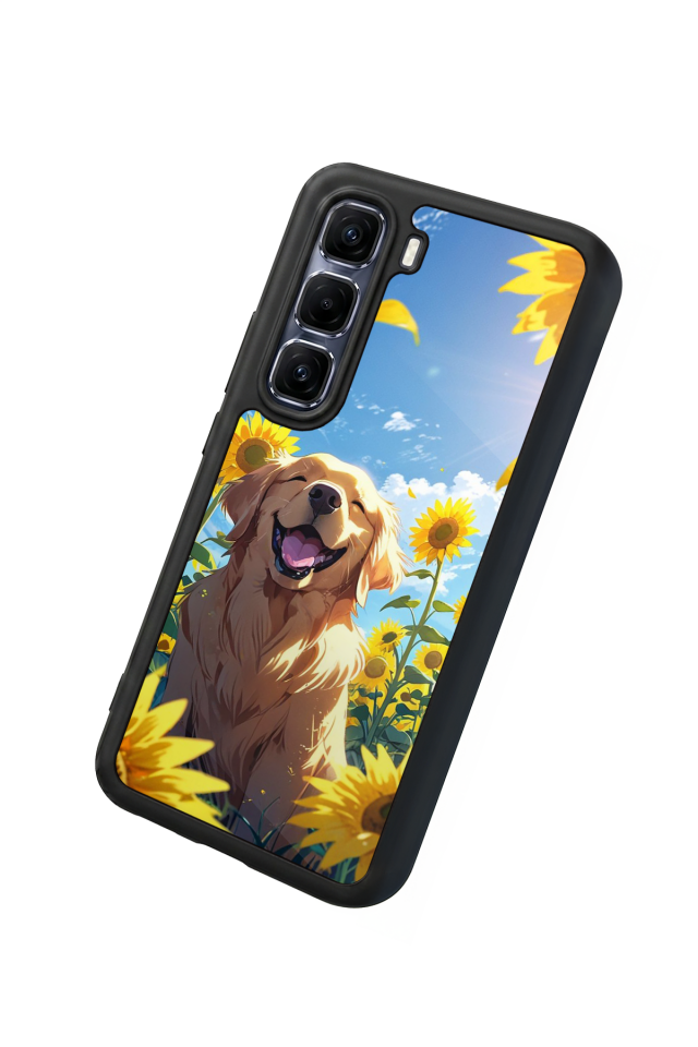 Infinix Hot 60 Pro Plus Uyumlu Golden Kopek Tasarımlı Glossy Premium Kılıf