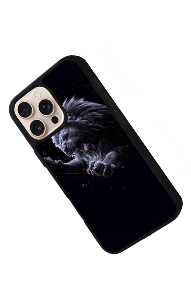 iPhone 16 Pro Uyumlu Aslan Tasarımlı Glossy Premium Kılıf