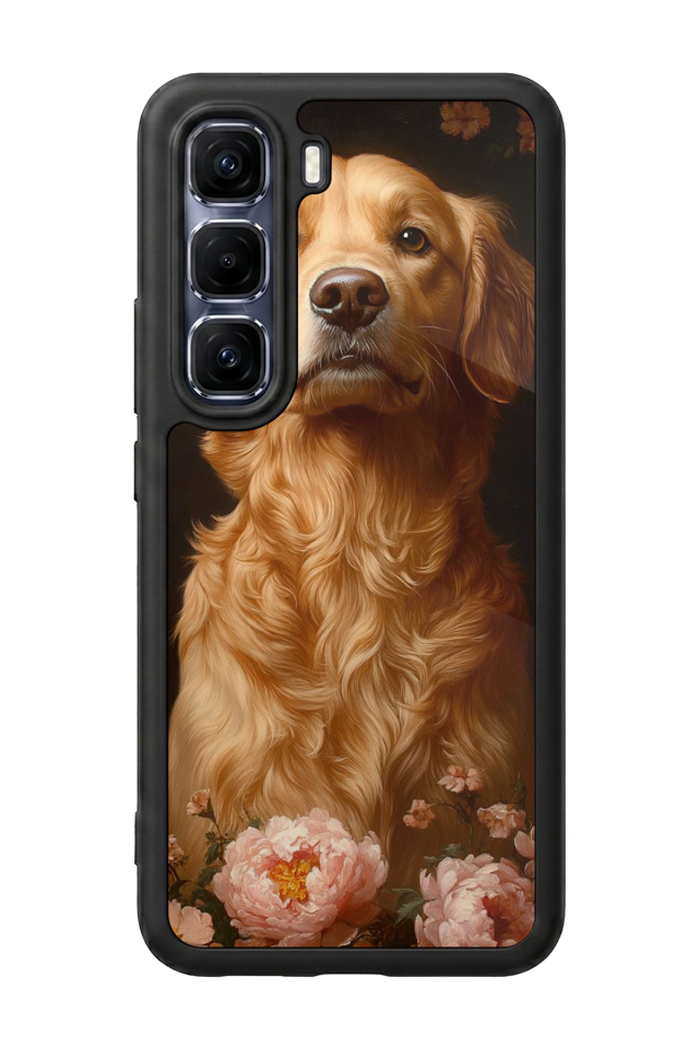 Infinix Hot 60 Pro Plus Uyumlu Golden Kopek Tasarımlı Glossy Premium Kılıf