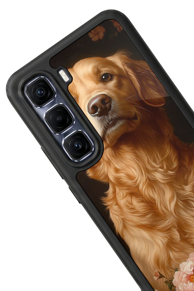 Infinix Hot 60 Pro Plus Uyumlu Golden Kopek Tasarımlı Glossy Premium Kılıf